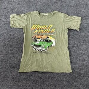 Refined Canvas T-Shirt Mens Size M Green World Finals 1982 Racing Graphic Cotton